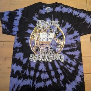 Black Sabbath Graphic Tee Mens Medium Purple Black Tie-Dye T-Shirt